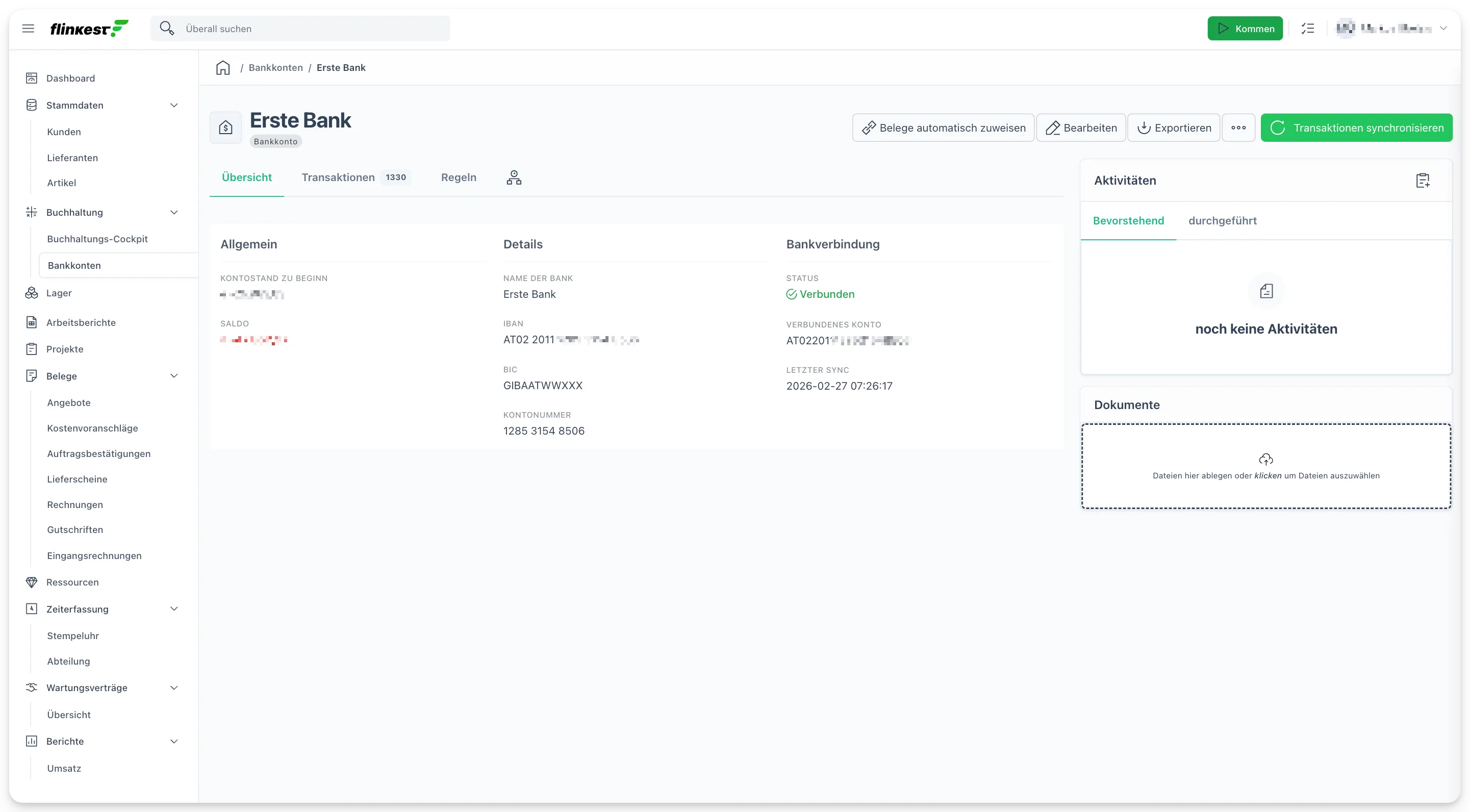 Flinkest in Aktion — Dashboards, Belege, Listen am MacBook