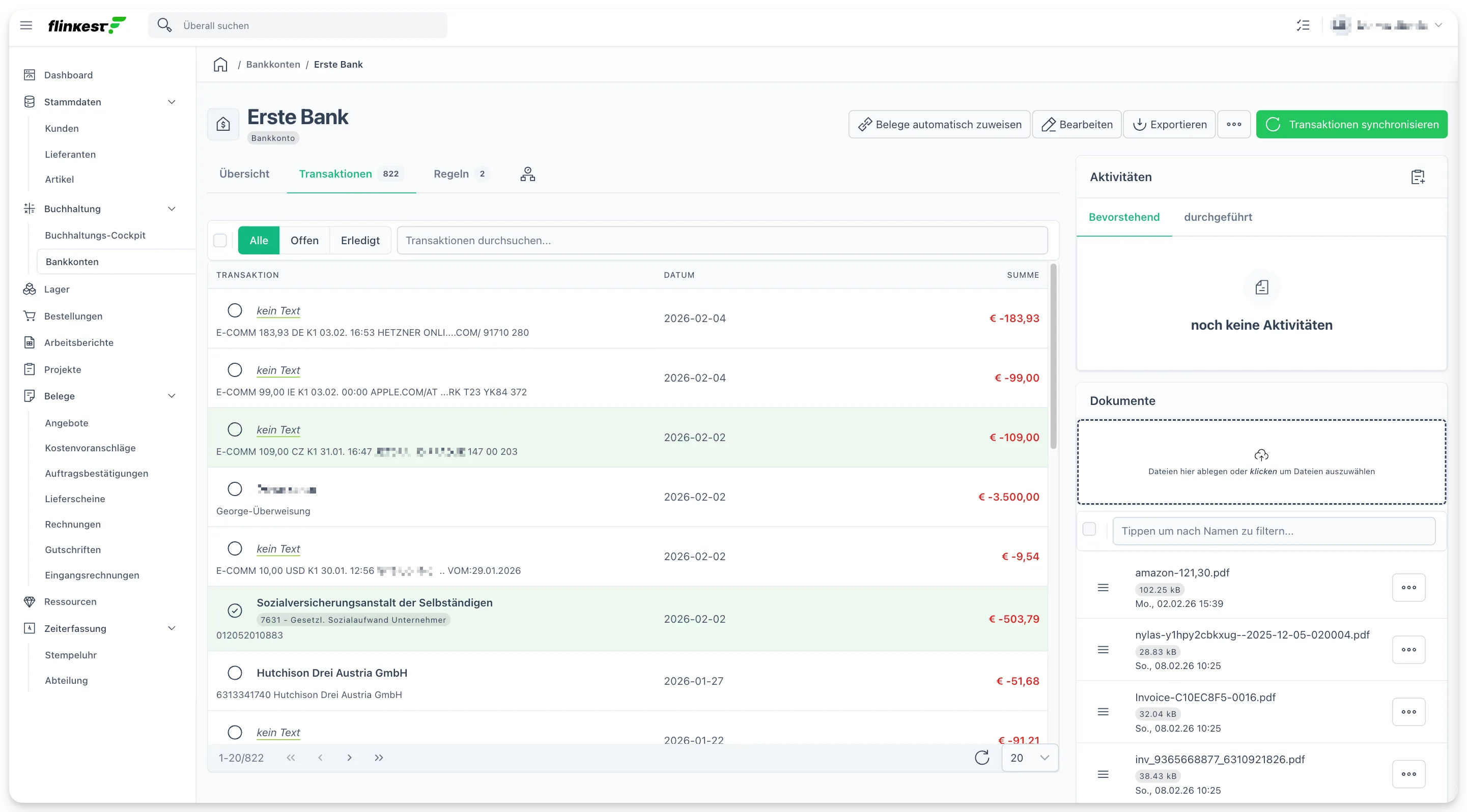 Flinkest in Aktion — Dashboards, Belege, Listen am MacBook