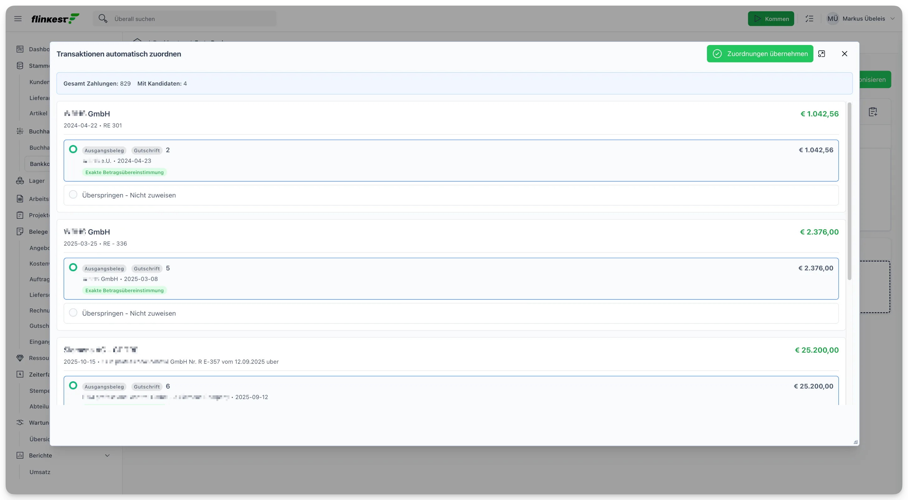 Flinkest in Aktion — Dashboards, Belege, Listen am MacBook