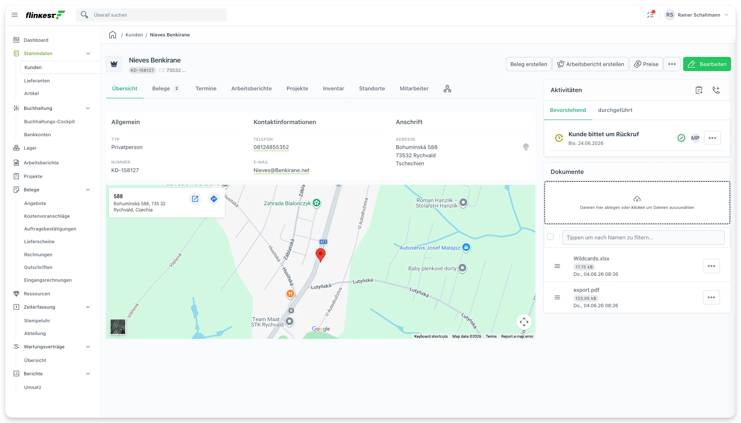 Flinkest in Aktion — Dashboards, Belege, Listen am MacBook