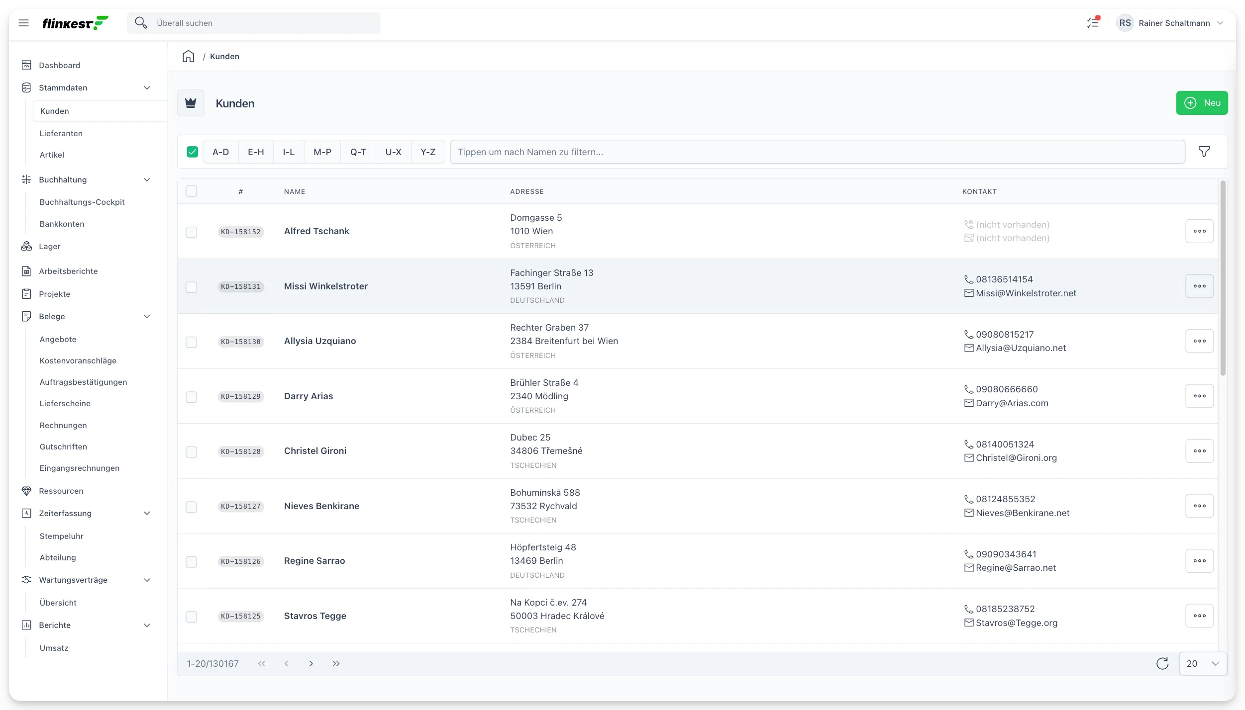 Flinkest in Aktion — Dashboards, Belege, Listen am MacBook