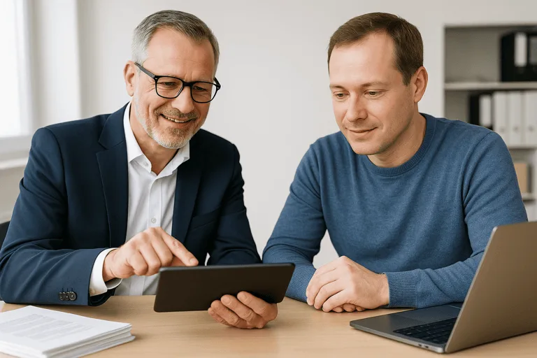 Steuerberater arbeitet mit digital vor-kontierten Belegen in flinkest