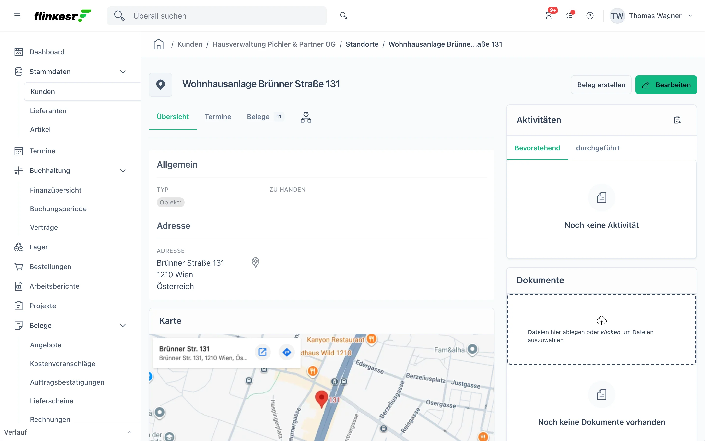 Standort Wohnhausanlage Brünner Straße 131 der Hausverwaltung Pichler mit Adresse, Karte, Terminen und Belegen