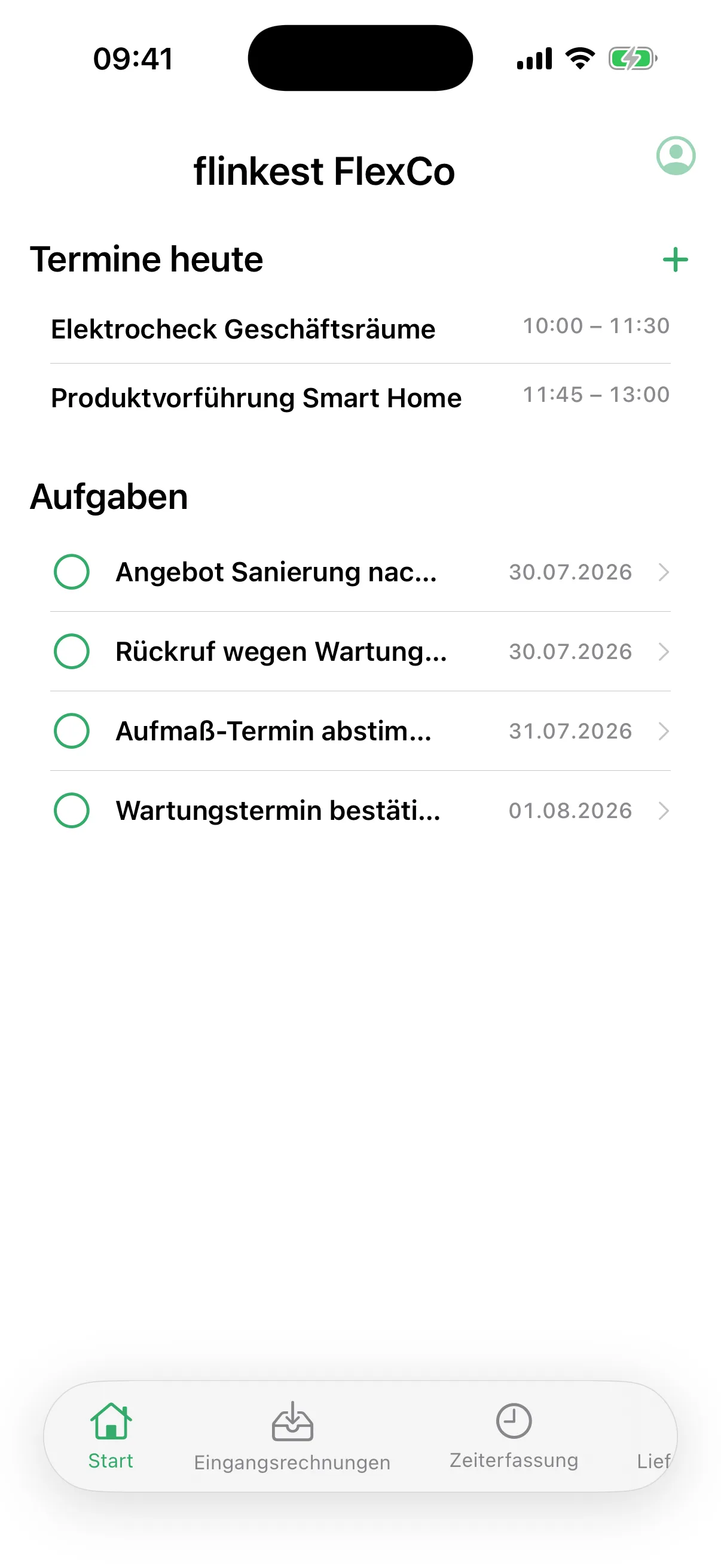 Startbildschirm der flinkest-App am iPhone
