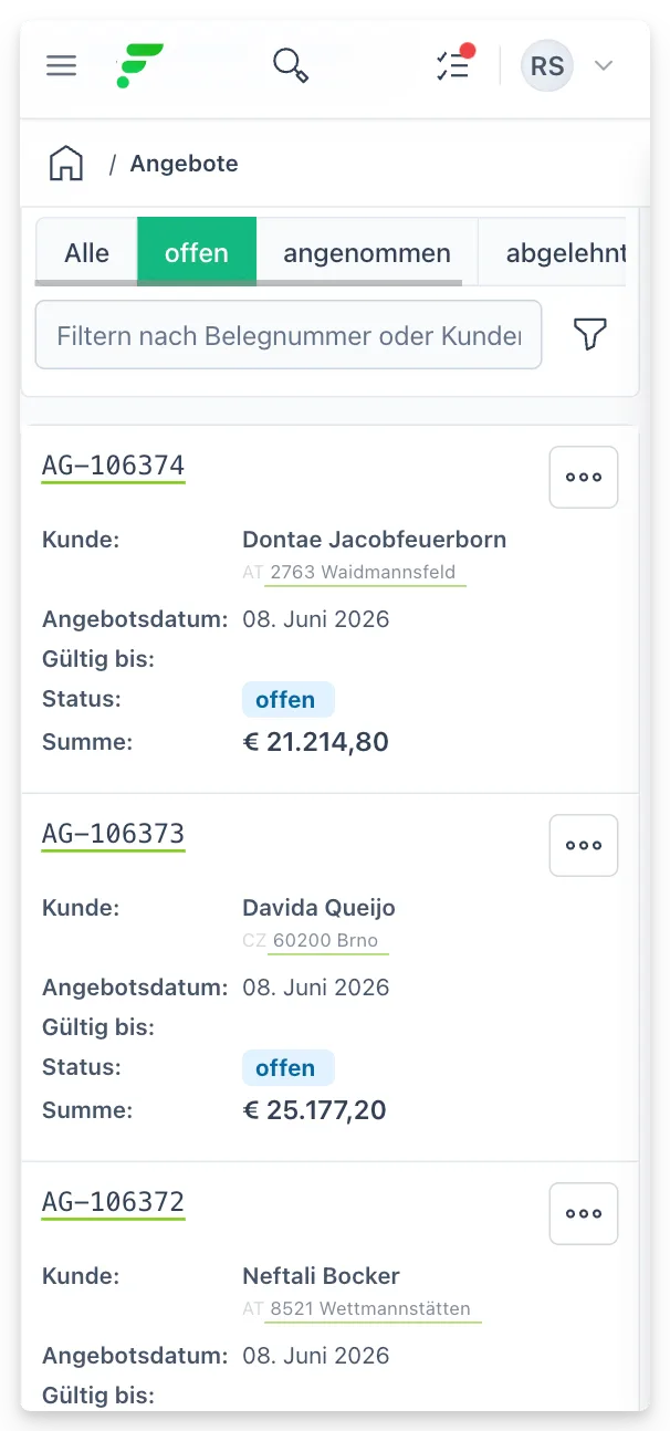 Angebote-Liste am iPhone