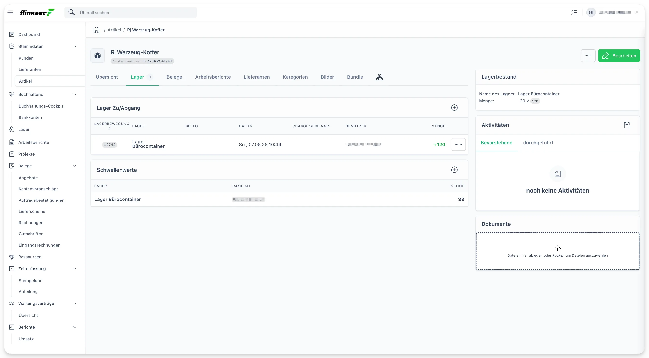 Flinkest in Aktion — Dashboards, Belege, Listen am MacBook