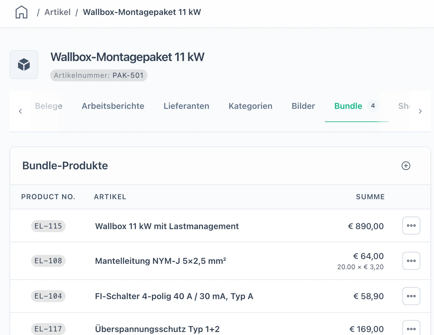 Paket Wallbox-Montagepaket 11 kW in flinkest: Wallbox, 20 Meter Mantelleitung, FI-Schalter und Überspannungsschutz als Bundle-Komponenten