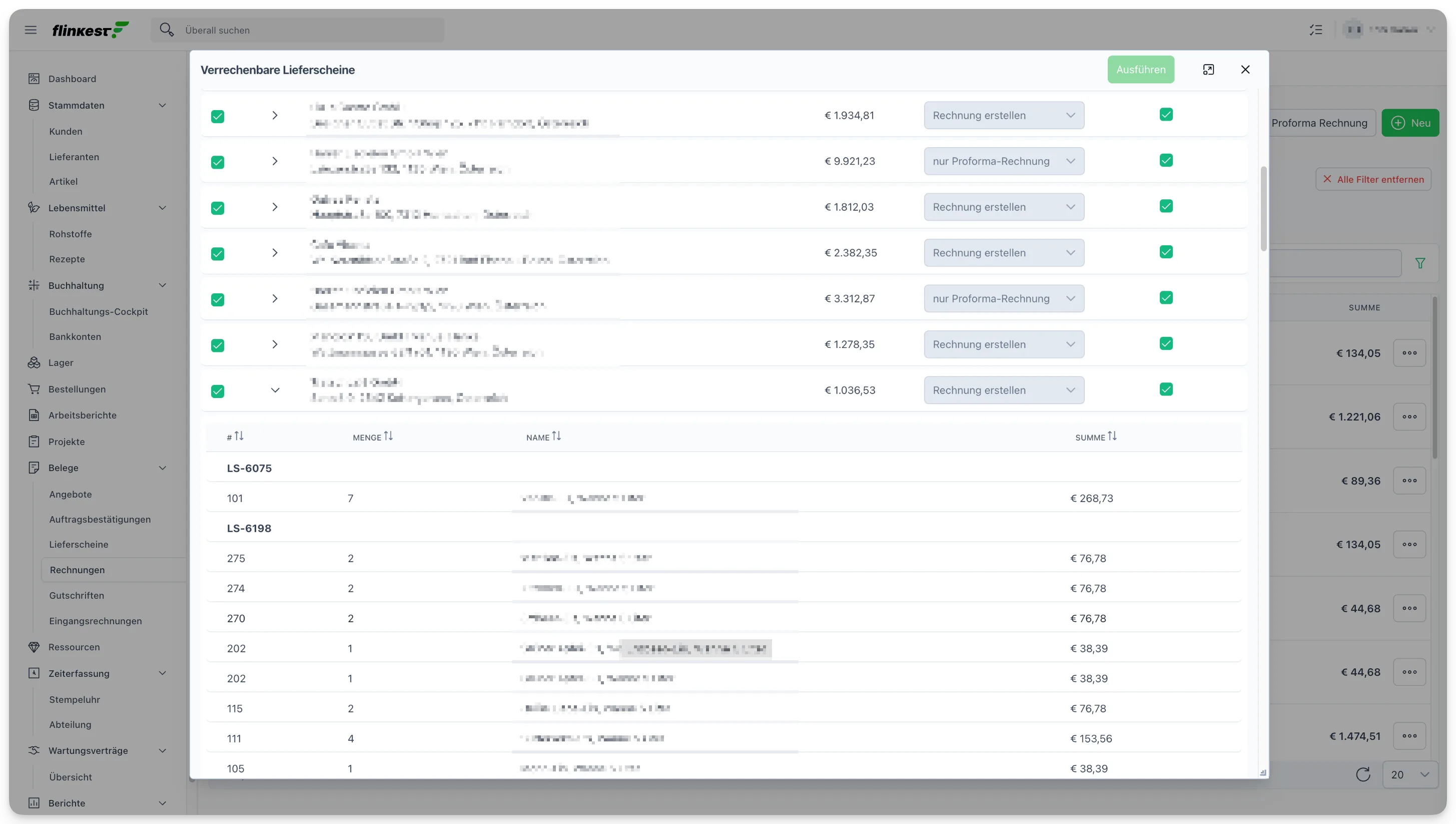 Flinkest in Aktion — Dashboards, Belege, Listen am MacBook