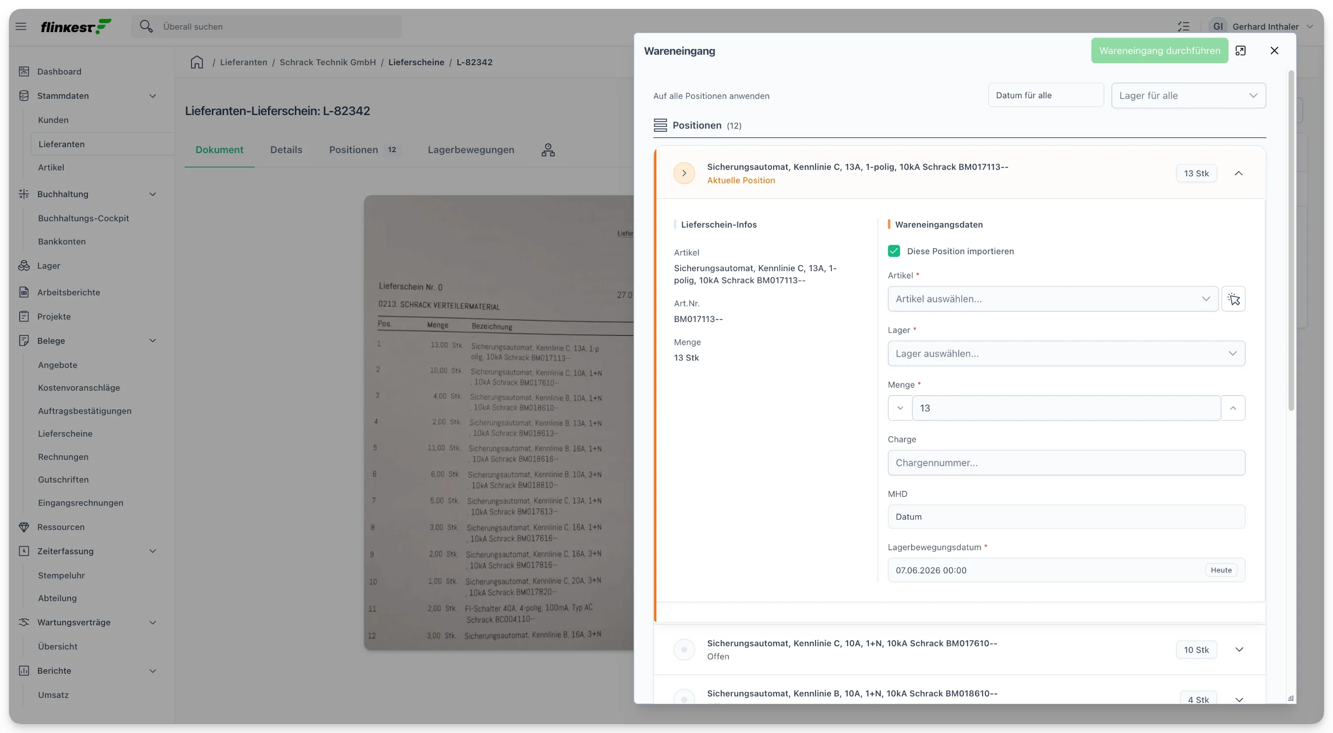 Flinkest in Aktion — Dashboards, Belege, Listen am MacBook