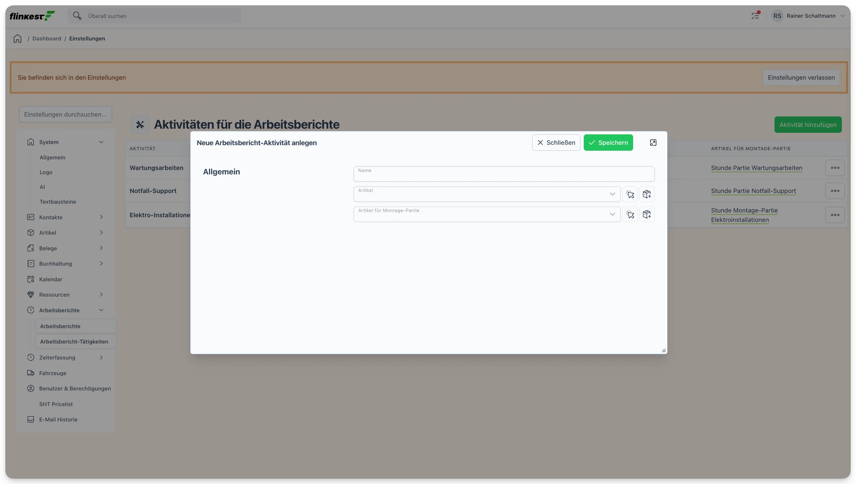 Flinkest in Aktion — Dashboards, Belege, Listen am MacBook